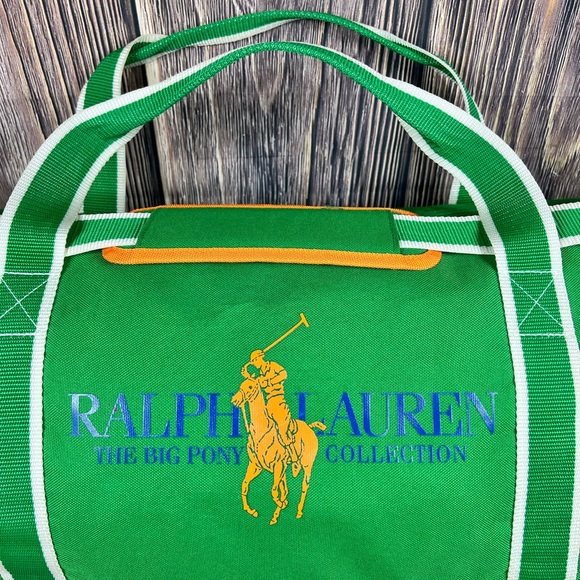 RARE VINTAGE Polo Ralph Lauren Duffle Bag Green Overnight CarryOn Travel Bag 22” - Picture 2 of 8